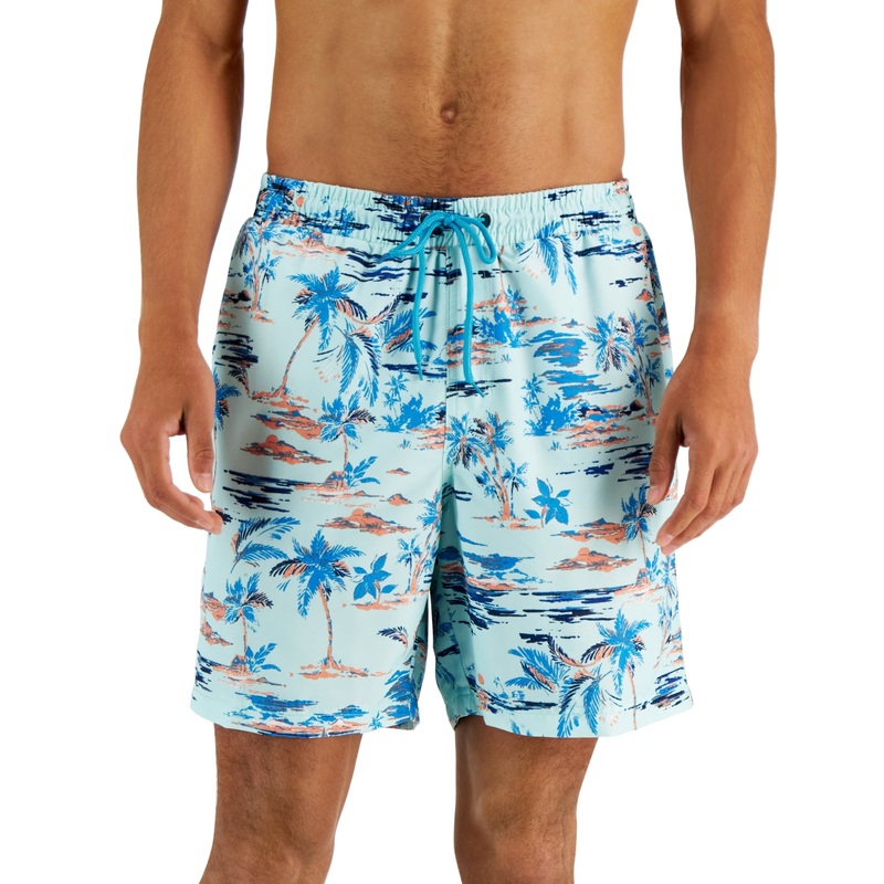 Club Room Mens Graphic Print Blue Swim Shorts 2XL