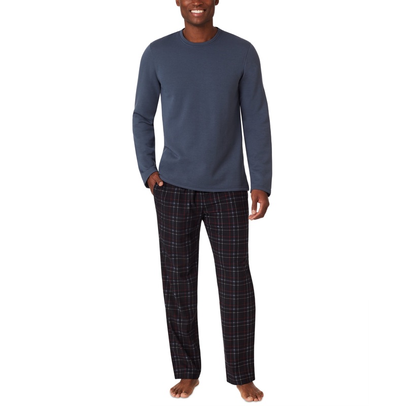 Cuddl Duds Men's Cozy Lodge Pajama Set Black Small