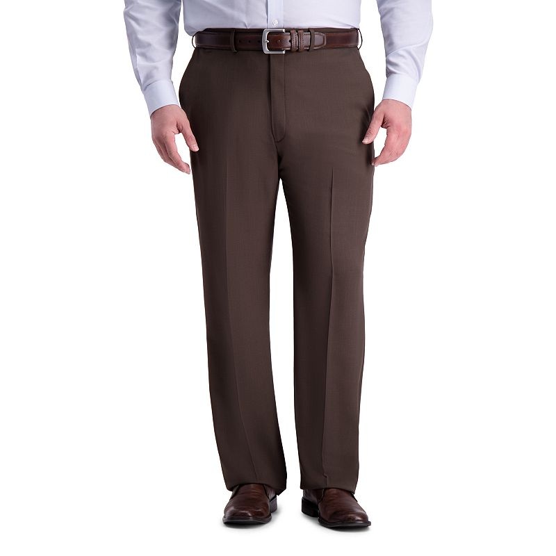 Haggar Men's Big & Tall Comfort Stretch Dress Pants  Dark Chocolate Buck 48X32