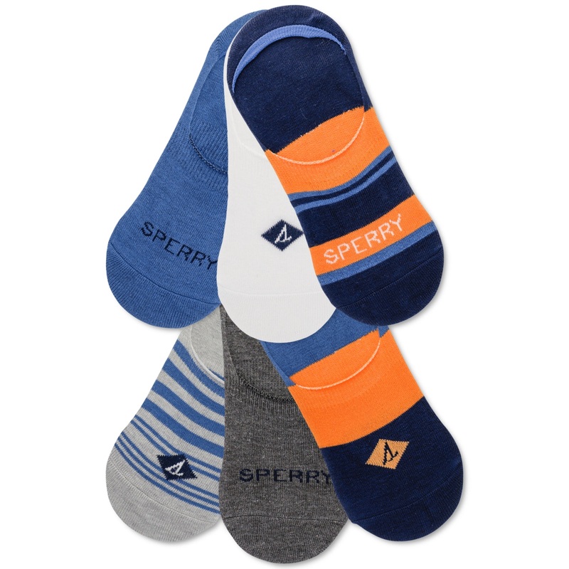 Sperry Men's 6 Pack Assorted Liner Socks  Navy Blue 6 - 12