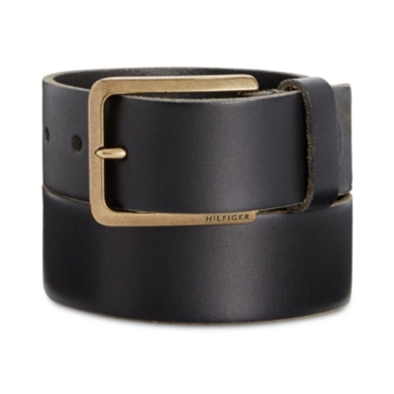 Tommy Hilfiger Men's Black Leather Belt  Large