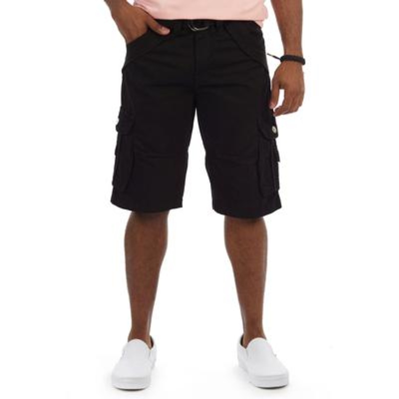 X Ray Mens Cargo Shorts Camo/Solid 12.5" Inseam Knee Length Classic Fit Multi Pocket  Black 36 Reg