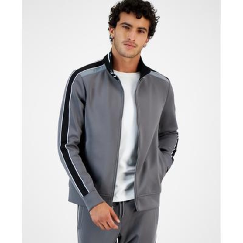 International Concepts Men's Neoprene Track Jogger Jacket  Harbor Gray Xs
