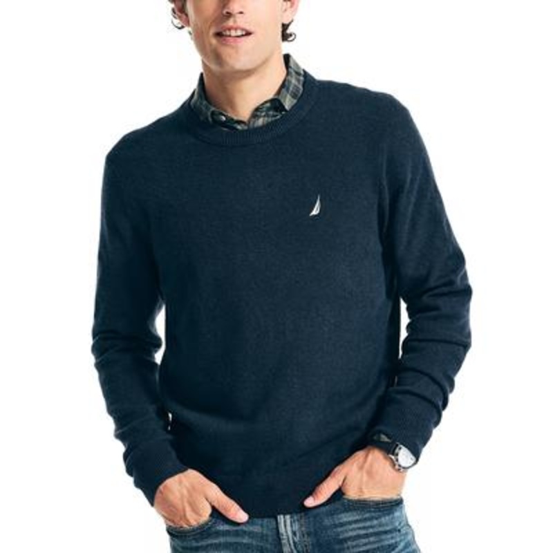 Nautica Mens Sustainably Crafted Nautica Crewneck Sweater  Dark Blue XL