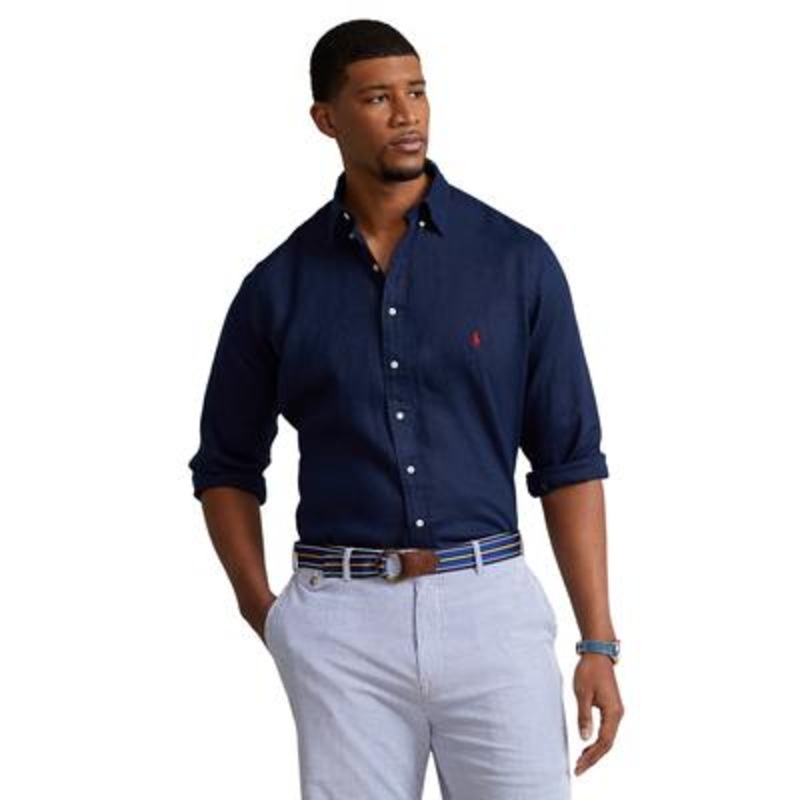 Polo Ralph Lauren Men's Big & Tall Linen Shirt  Newport Navy Navy 4XL