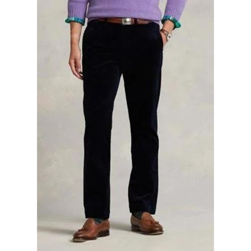 Ralph Lauren Polo Stretch Classic Fit Corduroy Pant 36 x 34 Navy Blue Flat Front