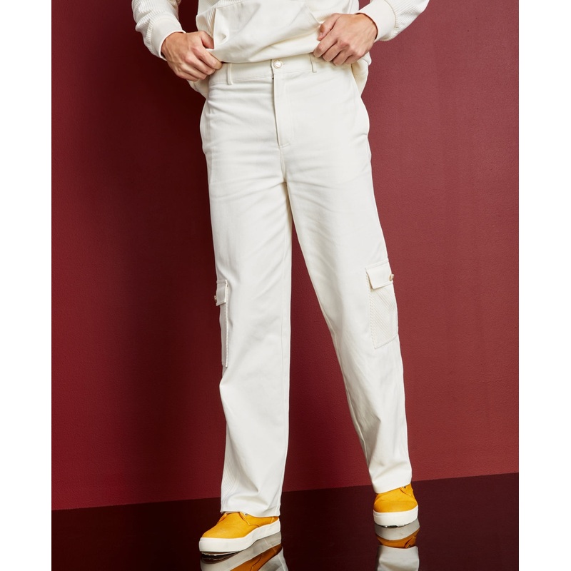 Royalty by Maluma Men's Corduroy & Denim Pants Ivory 38 REG