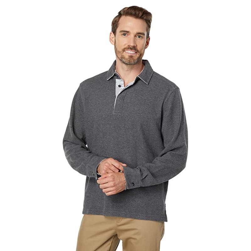 Tommy Bahama Men's Montserrat Long Sleeve Polo Heather Grey  Size 2XL