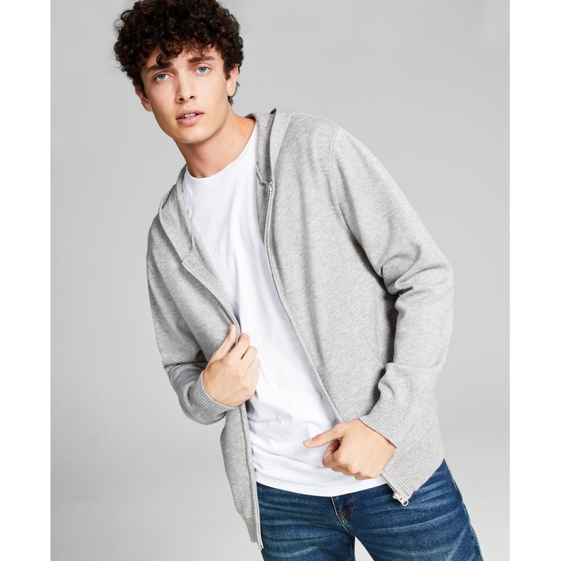 And Now This Heather Grey Men's Zip up Hoodie Sweatshirt Grey 2XL