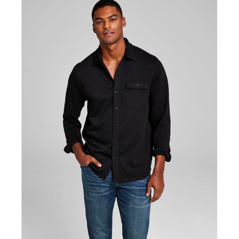 And Now This Men's Classic Fit Black Button down Shirt Xl