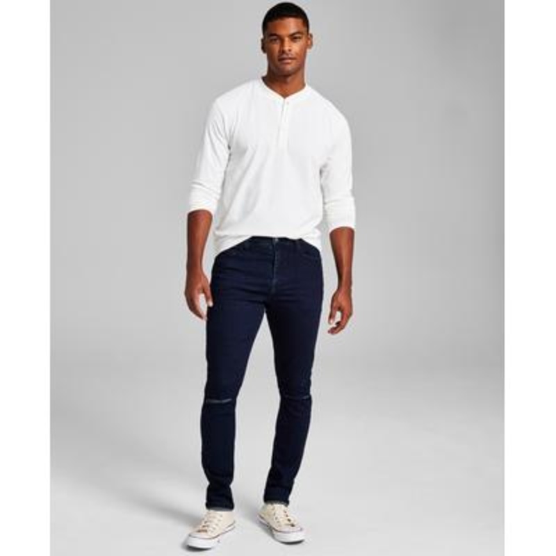 And Now This Men's Pearson Ripped Skinny Jeans Dark Blue 30 X 29