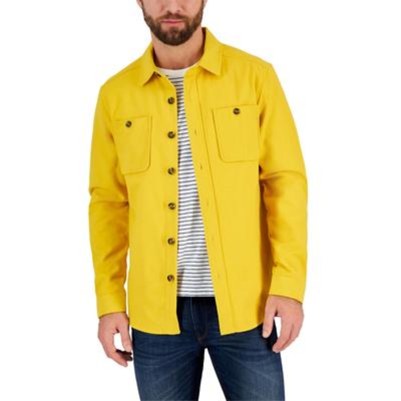 Club Room Men's Cotton Chamois Shirt Jacket  Maize Gold Medium