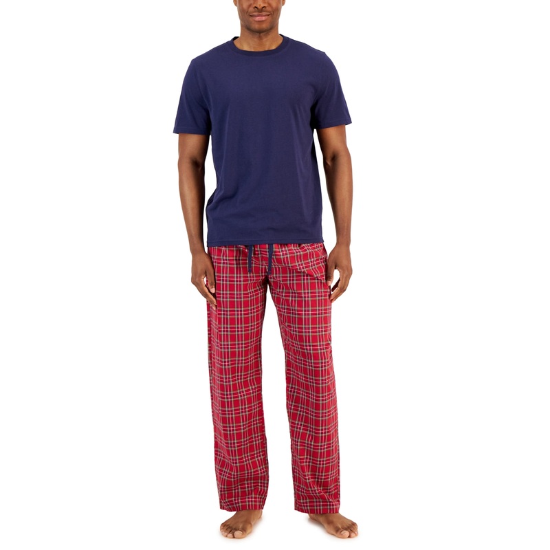 Club Room Men's Pajama Set Red Blue Green Plaid Medium