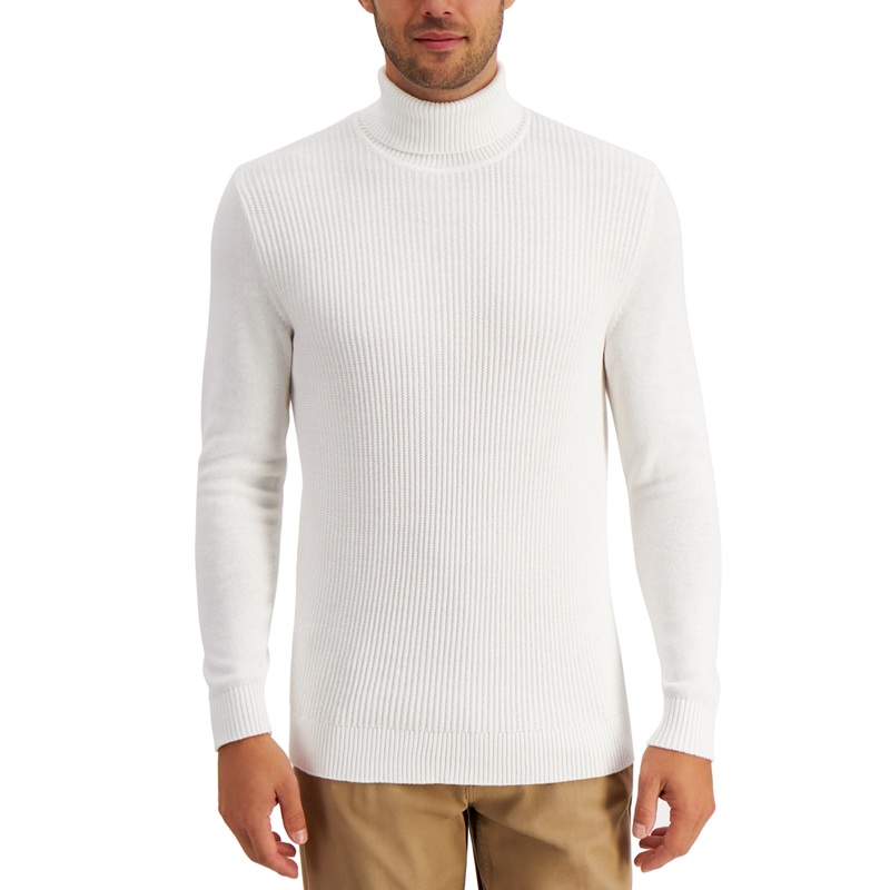 Club Room Men's Textured Turtleneck Sweater - Winter Ivory 3XL