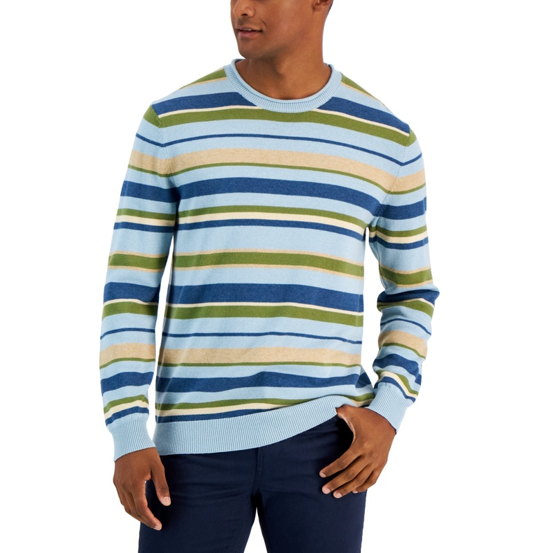 Club Room Mens Dark Blue Striped Knit Pullover Sweater Xl