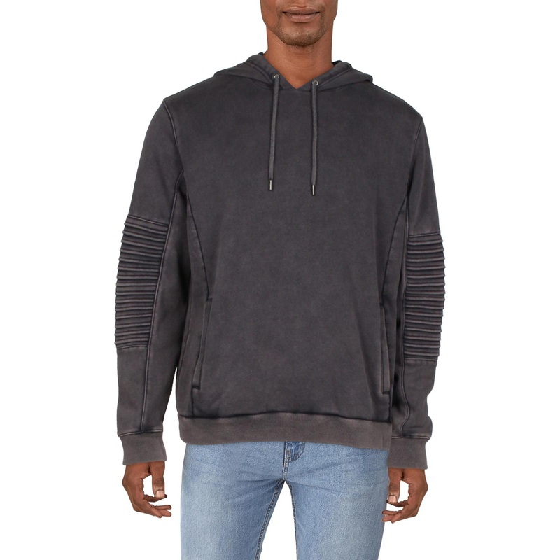 International Concepts Men's Fleece Moto Hoodie Sweatshirt Navy Blue XS