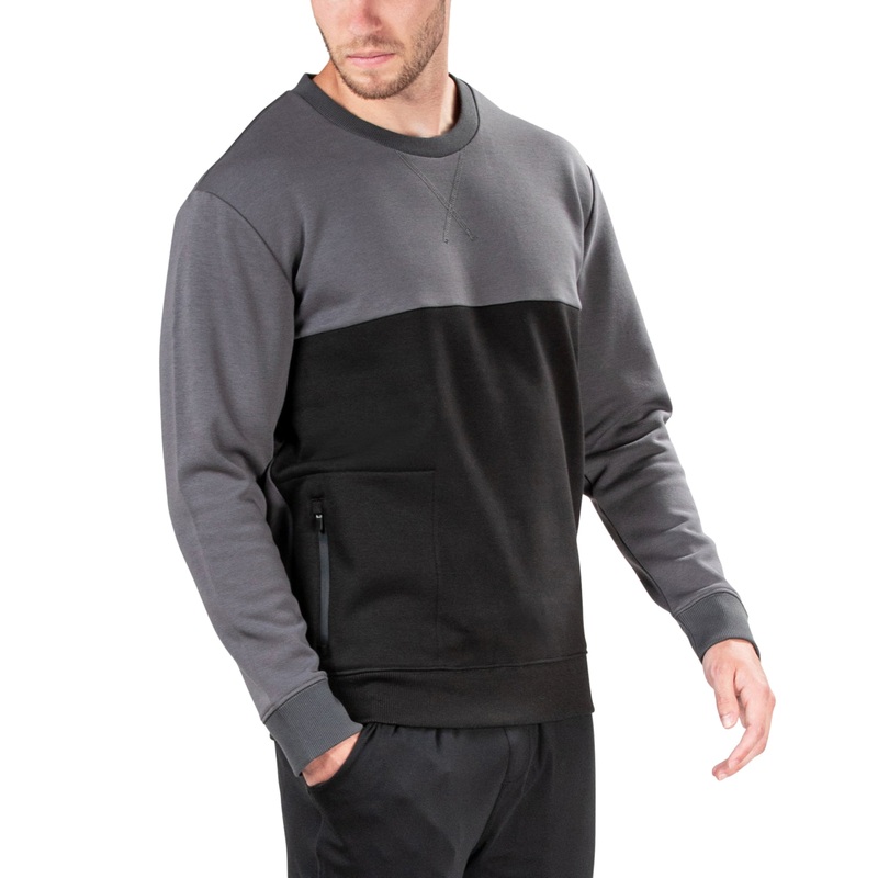 Natori Men's Isamu Tonal Pullover Crewneck Sweater Black Xl
