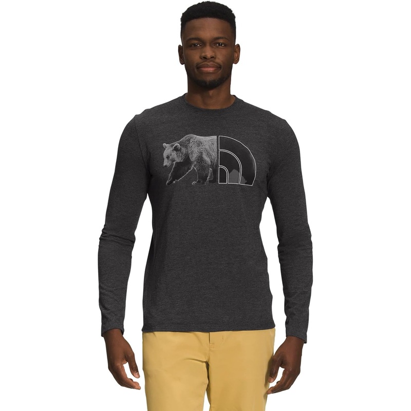 THE NORTH FACE Men's Long Sleeve Tri-Blend Bear T-Shirt XL Grey