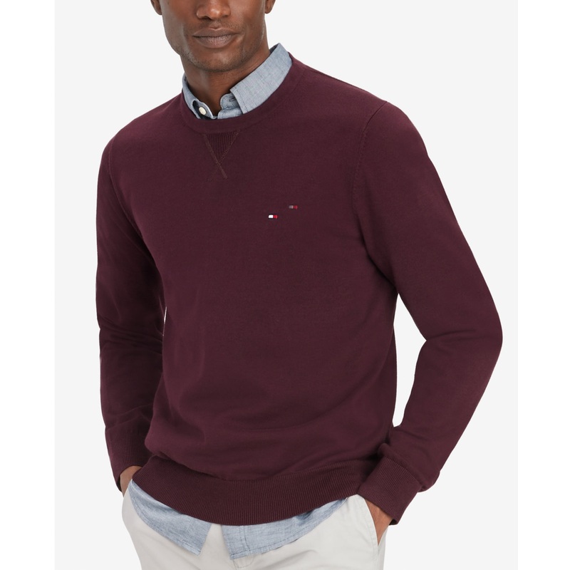 Tommy Hilfiger Men's Crew Neck Sweater  Dark Cabernet  Xxl