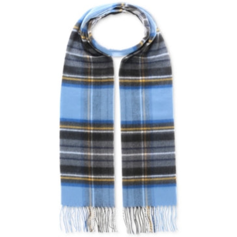 V. Fraas Men's Blue Cashmink Patterned Scarf Osfa Reg