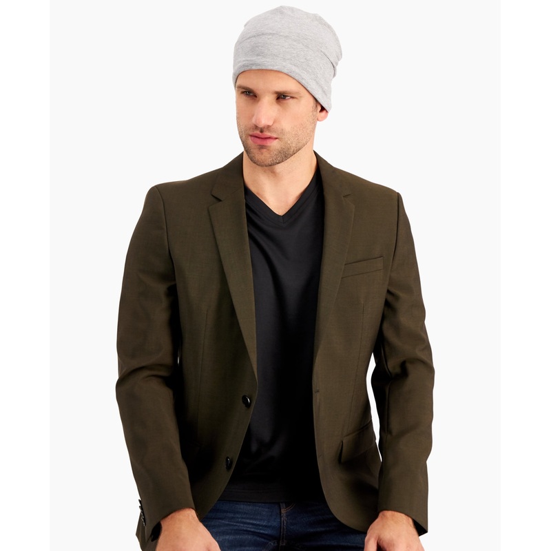 Alfani Men's Solid Cut & Sew Beanie Grey Osfa Reg