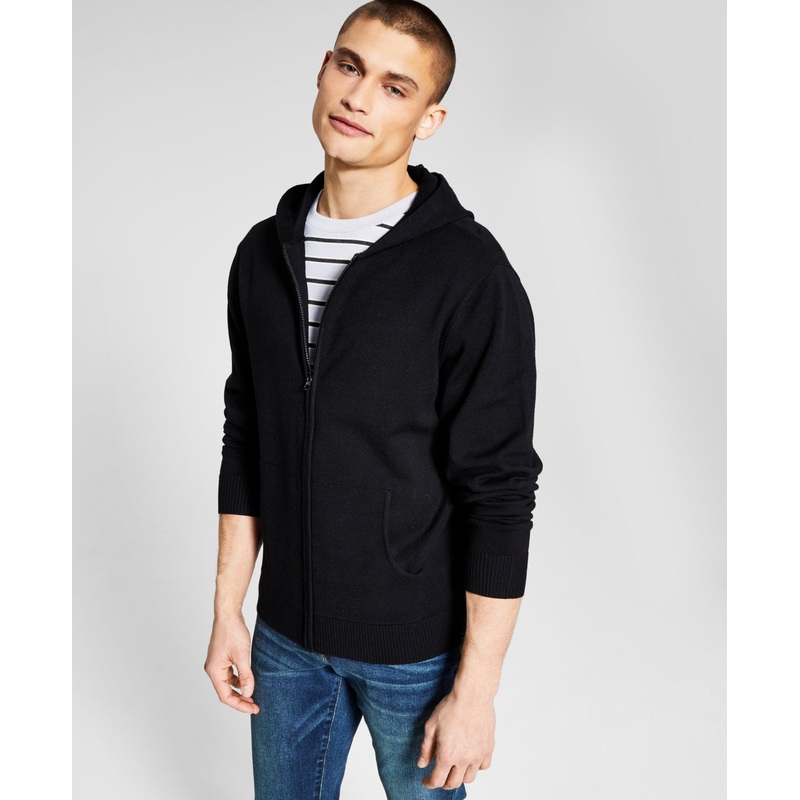And Now This Men's Zip up Hoodie Sweatshirt Black XXL