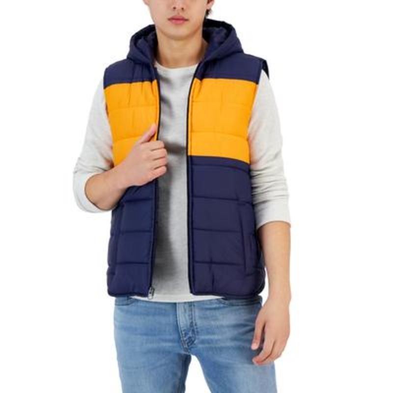 Club Room Men's Dark Blue Hooded Puffer Vest Xxl
