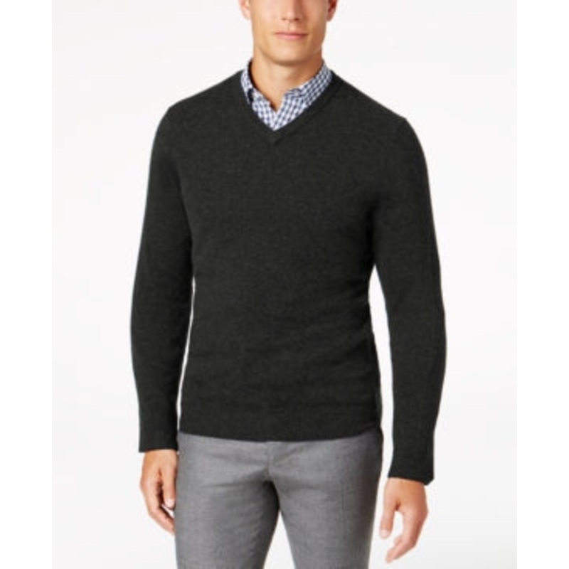 Club Room Men's Dark Gray Vneck Cashmere Sweater Xl