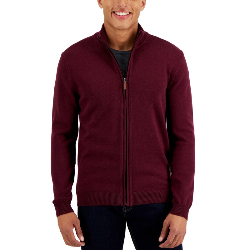 Club Room Men's Fullzip Sweater  Red Plum  Size Xl