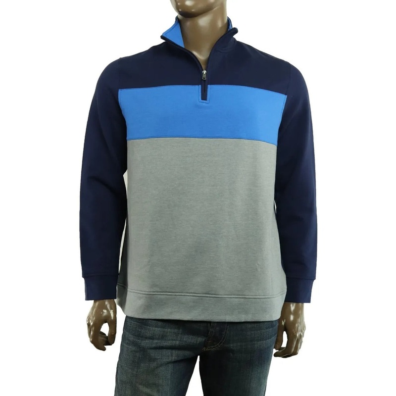 Club Room Mens 1/4 Zip Colorblock Sweatshirt Dark Blue Small