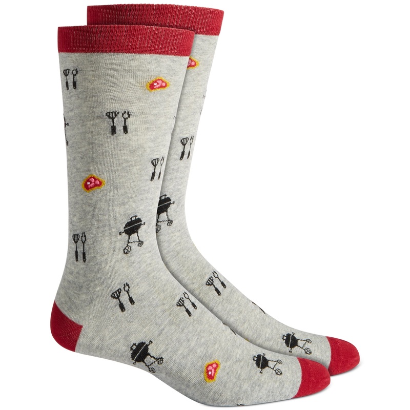 Club Room Mens Dark Gray Grill Crew Socks  One Size Reg