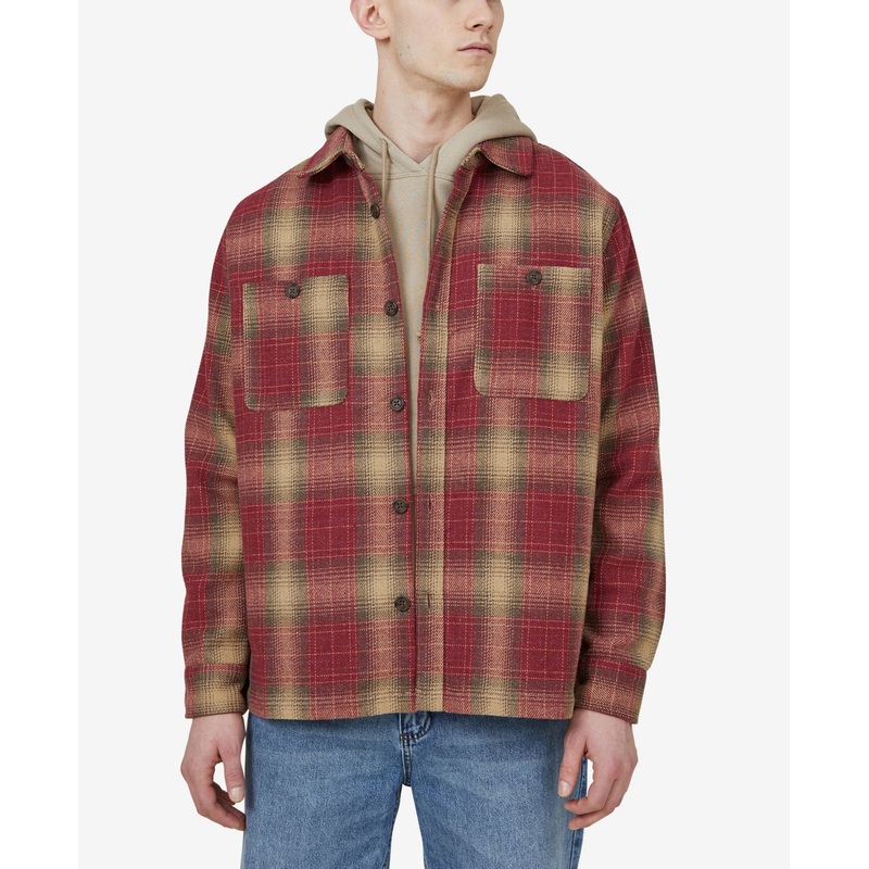 Cotton On Men's Heavy Over Shirt Long Sleeve Jacket Red Small