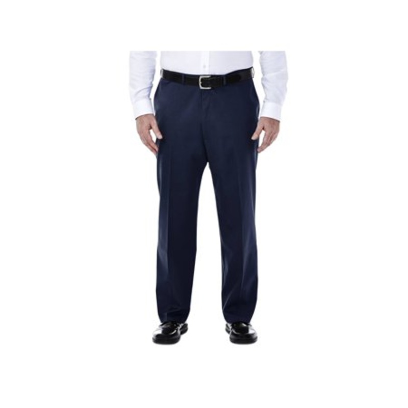 Haggar Men's Big & Tall No Iron Khaki Pants Flat Dark Blue 52 X 30
