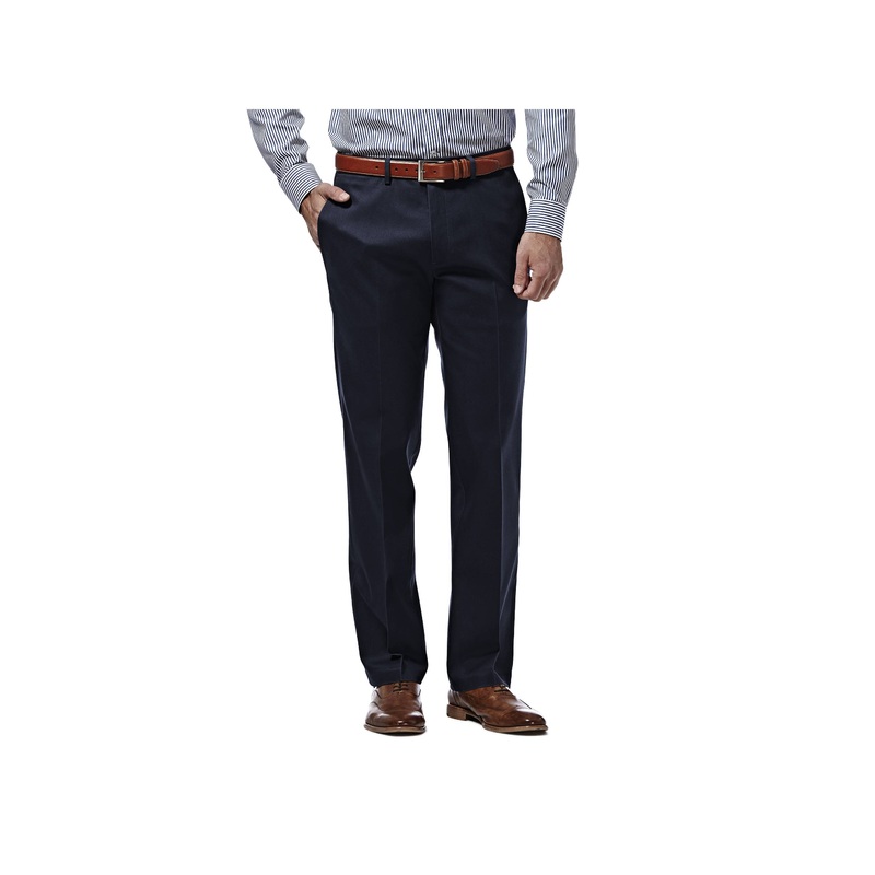 Haggar Men's No Iron Khaki Straight fit Pants  Dark Navy 42X32