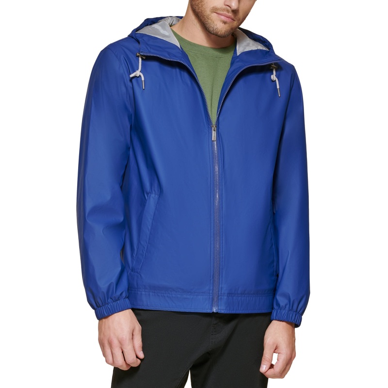 Men's Club Room Lightweight Hooded Rain Jacket  Navy Size Medium