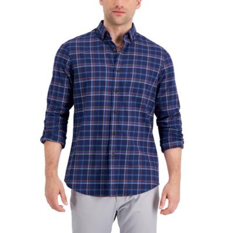 Plaid Collared Men's Shirt Club Room 2XL Blue