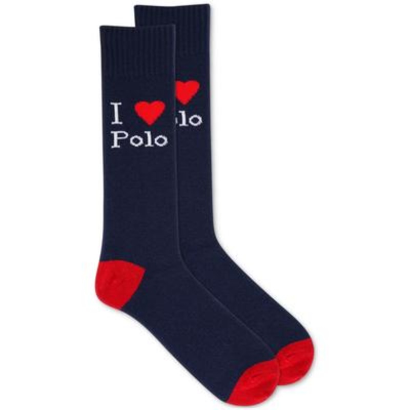 Polo Ralph Lauren Men's I Love Polo Cashmere Boot Socks  Navy  Size 913