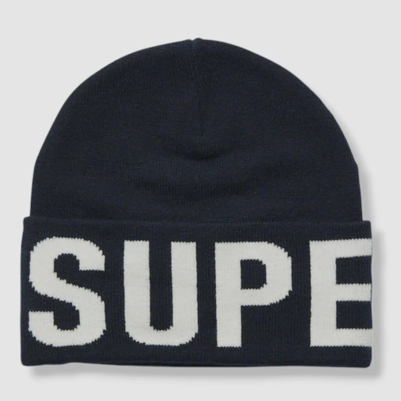 Superdry Women's Blue White Logo Code MTN Knitted Hat Beanie OS