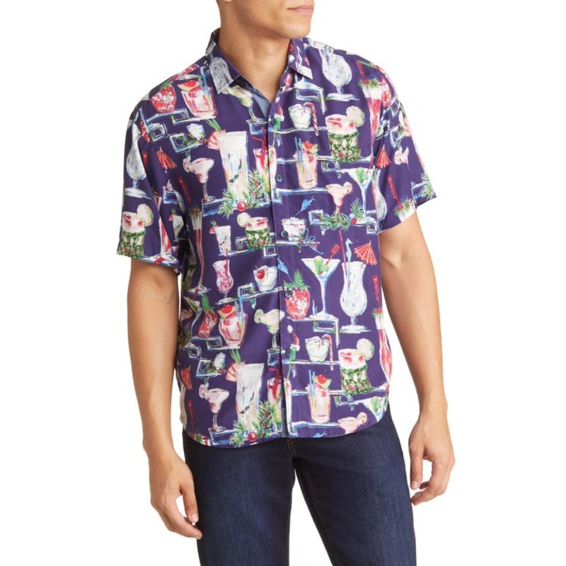 Tommy Bahama Men's Veracruz Cay Naughty Or Nice Shirt Xl  Island Navy