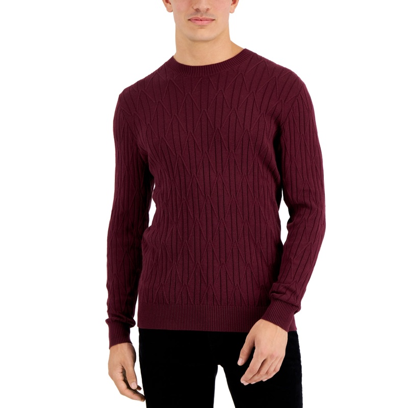 Alfani Men's Cable Sweater  Port Wine Medium