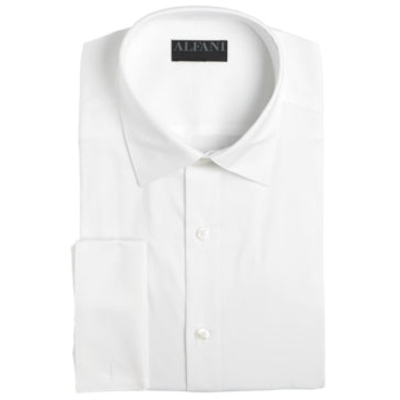 Alfani Men's Slim Fit 2Way Stretch French Cuff Shirt  White 16