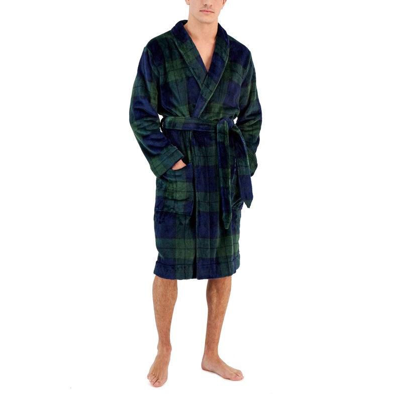Club Room Men's Plush Pajama Robe Large / XL Navy
