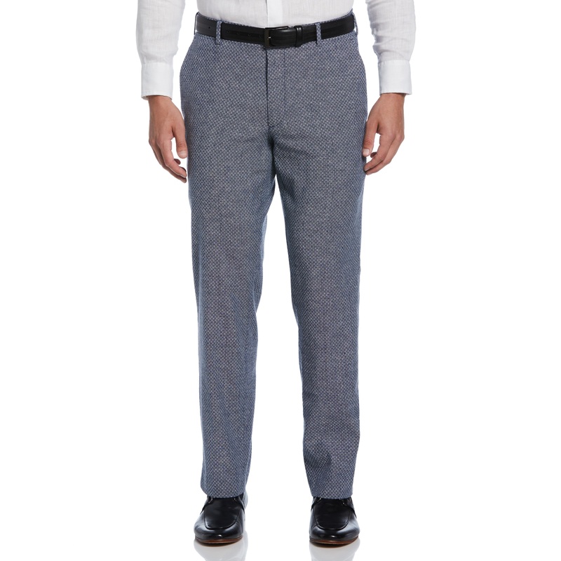 Cubavera Men's  Flat Front Linen Trousers Pants White 40 X 32