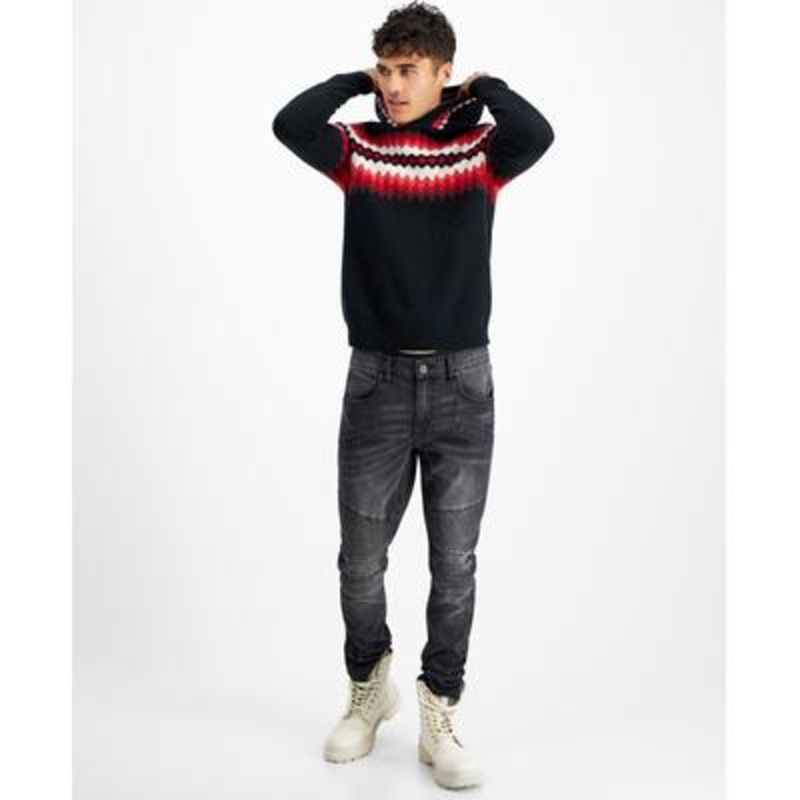 INC International Concepts Men's Cashmere Geostripe Hoodie  Deep Black 2XL