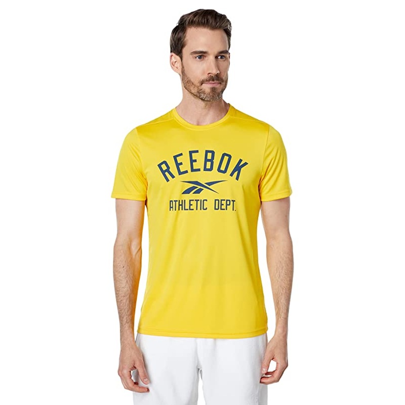 Reebok Workout Ready Poly Graphic Ss Tee (Always Yellow) Mens T Shirt Medium