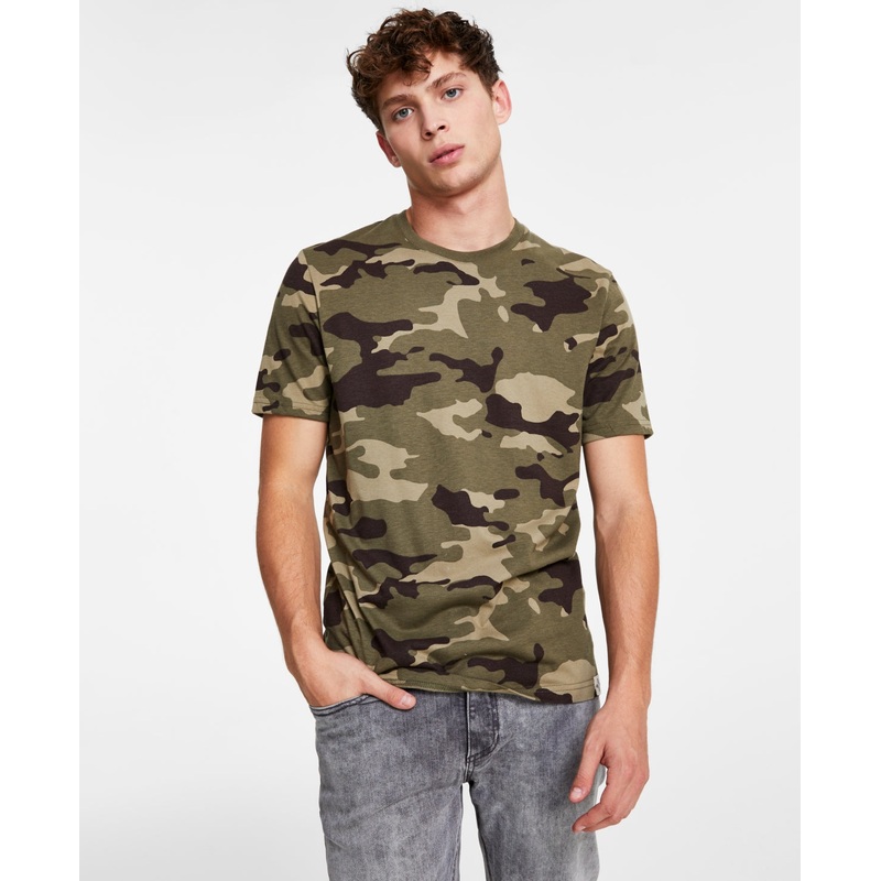 Sun + Stone Mens Short sleeve Camo T shirt Green XL