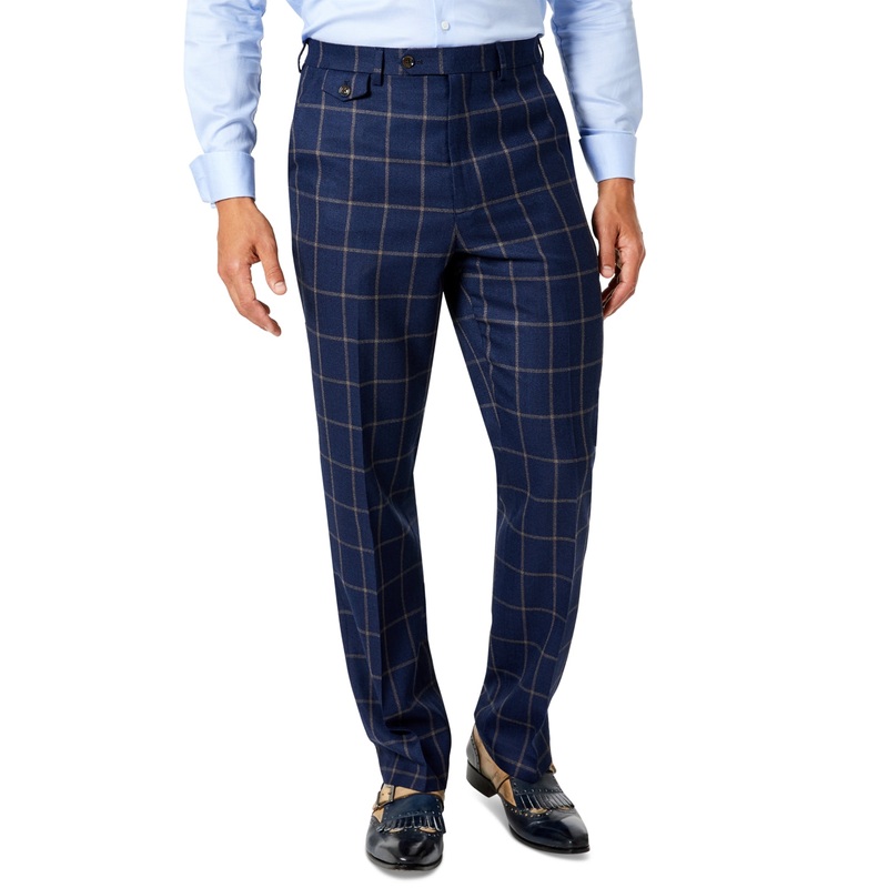 Tayion Collection Men's Classic fit Wool Suit Pants Navy 40 X 32