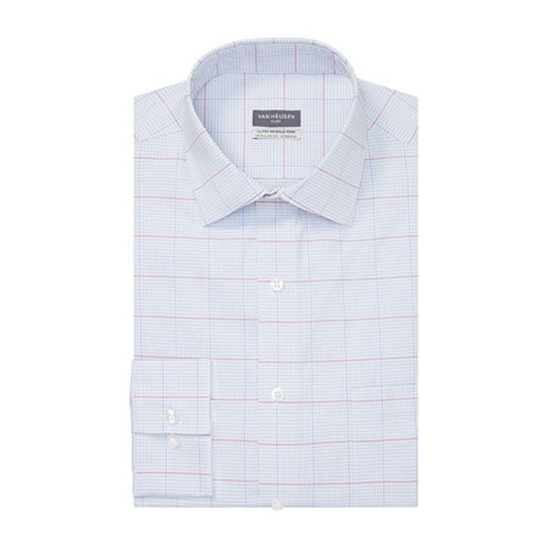 Van Heusen Men's Flex Collar Dress Shirt  Glass Blue