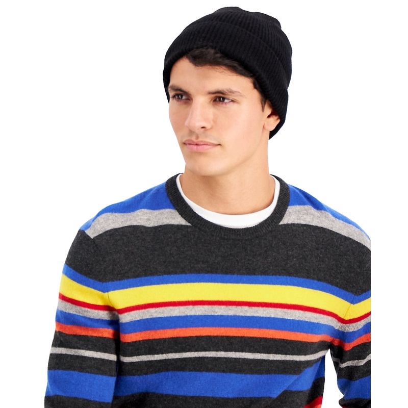Club Room Cashmere Beanie  Black Osfa Reg