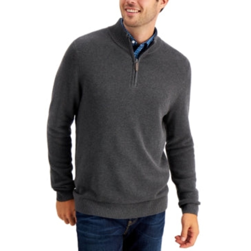 Club Room Men's 1/4 Zip Pullover Sweater Dark Gray Small